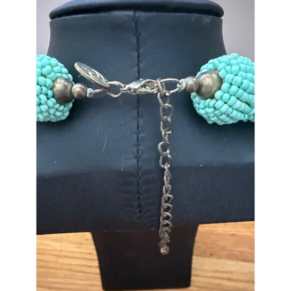 Charming Charlie Mint Green Beaded Braided Necklace Adjustable Length - Picture 4 of 4
